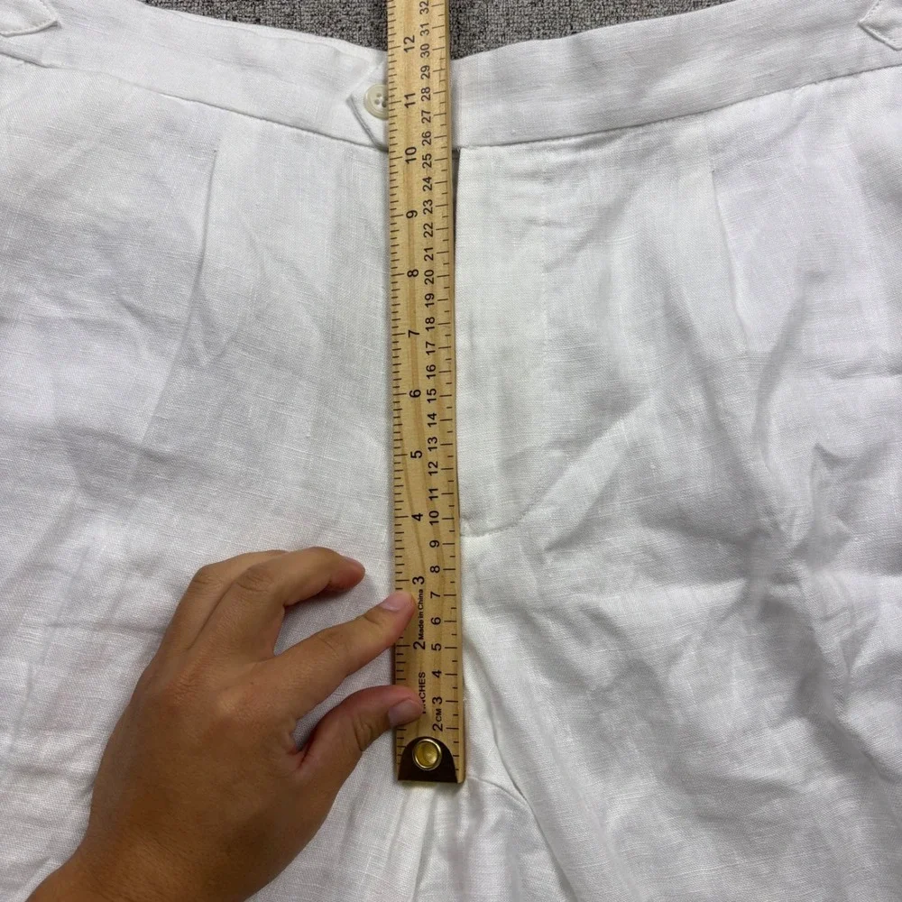 Collars & Co. Linen Trousers Mens 38x32 Amalfi White Side Adjusters Beach Summer